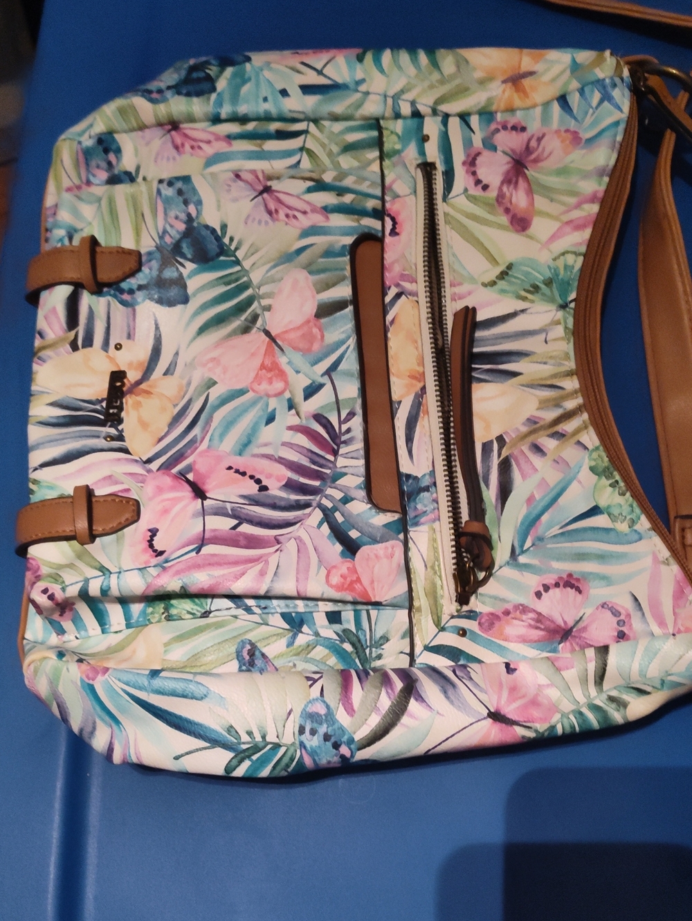 Floral Butterfly Print Tote Bag - Multicolor